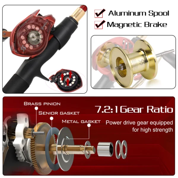 Telescopic Fishing Rod Ultralight 18 1BB Baitcasting Reel 7 2 1 Gear Ratio Max Drag 10kg