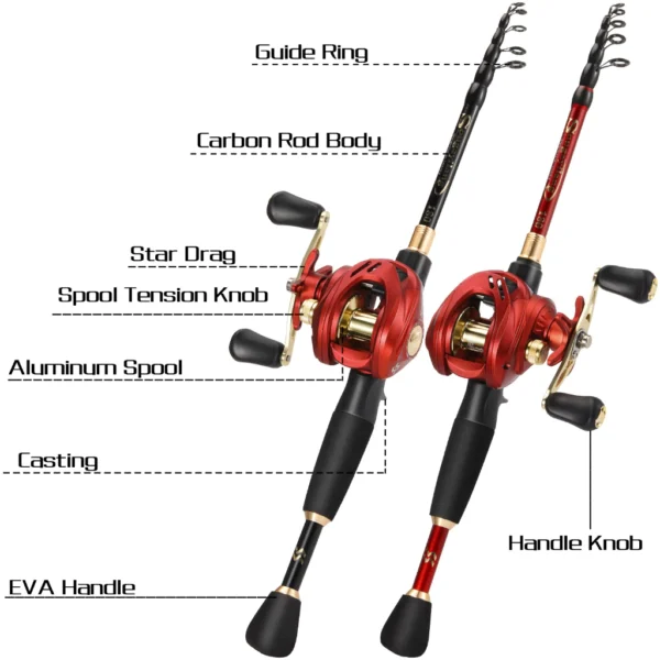 Telescopic Fishing Rod Ultralight 18 1BB Baitcasting Reel 7 2 1 Gear Ratio Max Drag 10kg