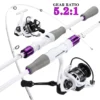 Carbon Fishing Rod Spinning Reel Fishing Set With 5 2 1 Gear Ratio Stainless Steel