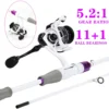 Carbon Fishing Rod Spinning Reel Fishing Set With 5 2 1 Gear Ratio Stainless Steel