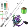 Fishing Rod Reel Set Carbon Fiber Metal Spool 1000 5000 Series Max Drag 10kg 1 8M