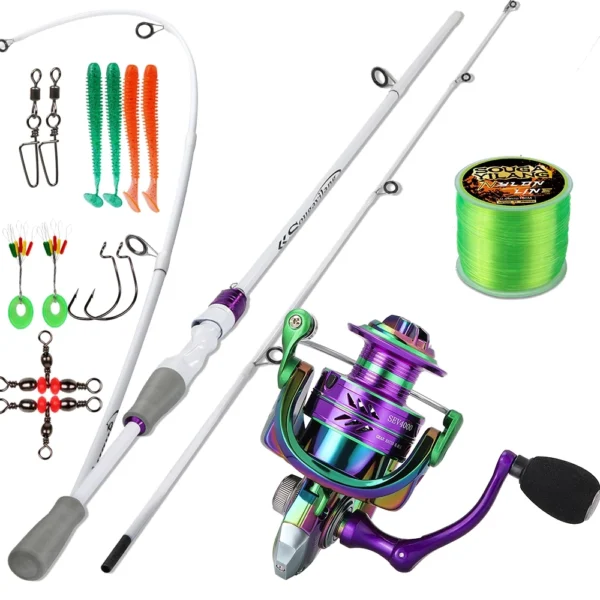 Fishing Rod Reel Set Carbon Fiber Metal Spool 1000 5000 Series Max Drag 10kg 1 8M