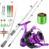 Fishing Rod Reel Set Carbon Fiber Metal Spool 1000 5000 Series Max Drag 10kg 1 8M
