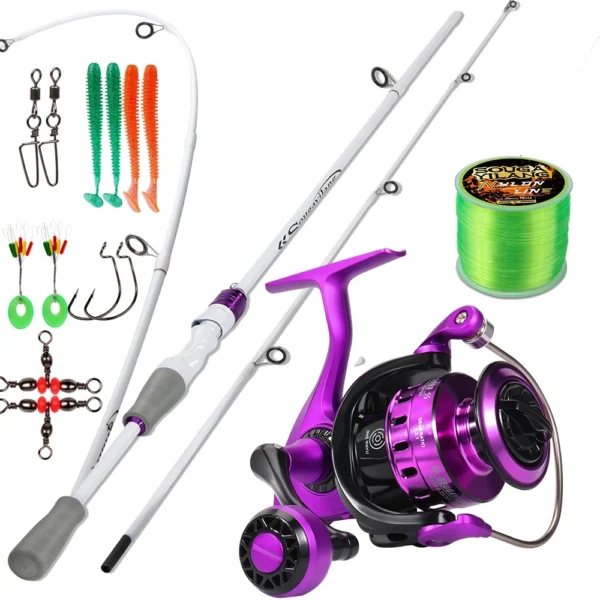 Fishing Rod Reel Set Carbon Fiber Metal Spool 1000 5000 Series Max Drag 10kg 1 8M