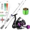 Fishing Rod Reel Set Carbon Fiber Metal Spool 1000 5000 Series Max Drag 10kg 1 8M