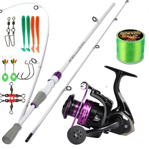 Fishing Rod Reel Set Carbon Fiber Metal Spool 1000 5000 Series Max Drag 10kg 1 8M