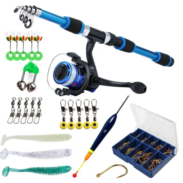 Telescopic Fishing Rod 5 2 1 Spinning Fishing Reel With Fishing Lure Set 1 8M 6ft