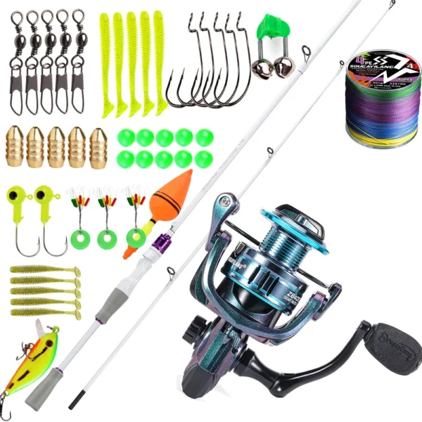 Fishing Rod Reel Set Carbon Fiber Metal Spool 1000 5000 Series Max Drag 10kg 1 8M