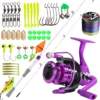Fishing Rod Reel Set Carbon Fiber Metal Spool 1000 5000 Series Max Drag 10kg 1 8M