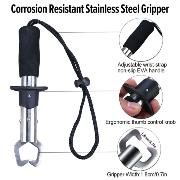 Stainless Steel Fish Lip Grip Fish Controller High Quality Fishing Gripper Multifunction Fishing Accessories