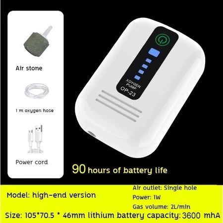 USB Oxygen Pump Portable Rechargeable Battery Super Silent Aquarium Oxygen Pump Outdoor Fishing Accessories